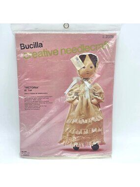 Vintge Bucilla Embroidery Doll Kit Victoria 22" Tall Lace 2378 NEW old stock USA